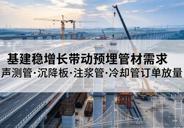 金华基建稳增长带动预埋监测管材需求，声测管、沉降板、注浆管订单持续放量